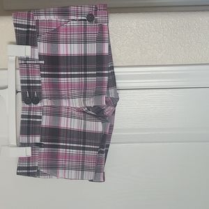 Pink, Black, & White Plaid Short Shorts by Anchor